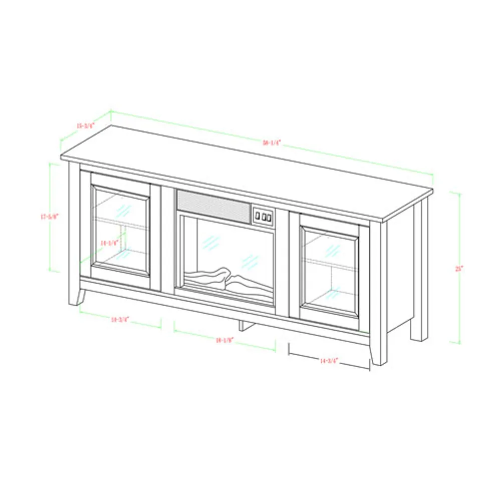 Winmoor Home Transitional 60" Fireplace TV Stand - Brown