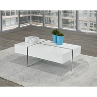 Brassex Contemporary Rectangular Coffee Table with Storage - White