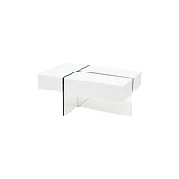 Brassex Contemporary Rectangular Coffee Table with Storage - White