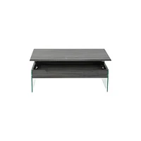 Brassex Contemporary Rectangular Coffee Table with Lift Top - Grey