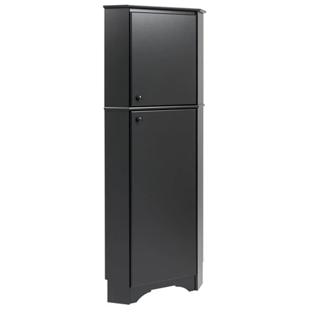 Elite Home Storage 72" 4-Shelf Wood Corner Cabinet with Doors - Black