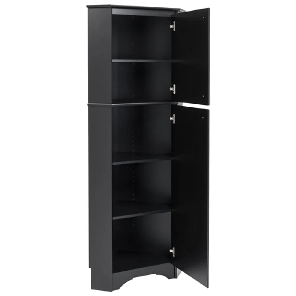 Elite Home Storage 72" 4-Shelf Wood Corner Cabinet with Doors - Black