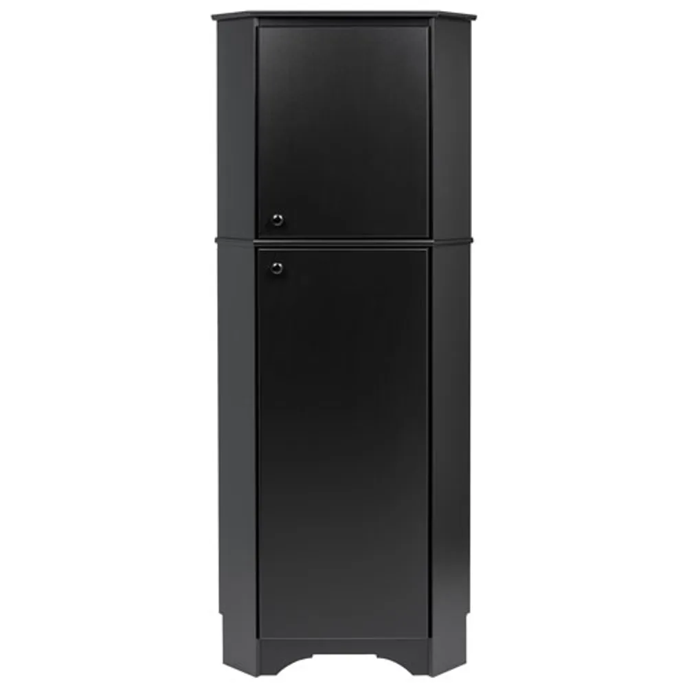 Elite Home Storage 72" 4-Shelf Wood Corner Cabinet with Doors - Black