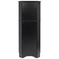 Elite Home Storage 72" 4-Shelf Wood Corner Cabinet with Doors - Black