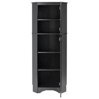 Elite Home Storage 72" 4-Shelf Wood Corner Cabinet with Doors - Black