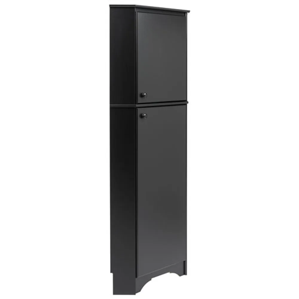 Elite Home Storage 72" 4-Shelf Wood Corner Cabinet with Doors - Black