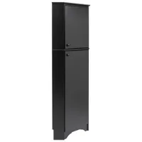 Elite Home Storage 72" 4-Shelf Wood Corner Cabinet with Doors - Black