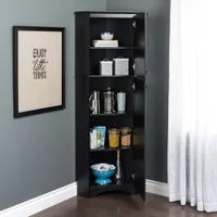 Elite Home Storage 72" 4-Shelf Wood Corner Cabinet with Doors - Black