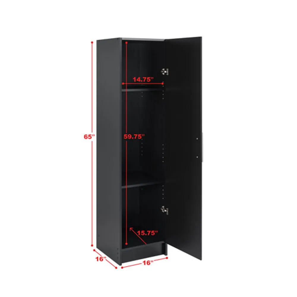 Elite Home Storage 65" 2-Shelf Wood Cabinet with Door - Black