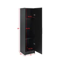 Elite Home Storage 65" 2-Shelf Wood Cabinet with Door - Black