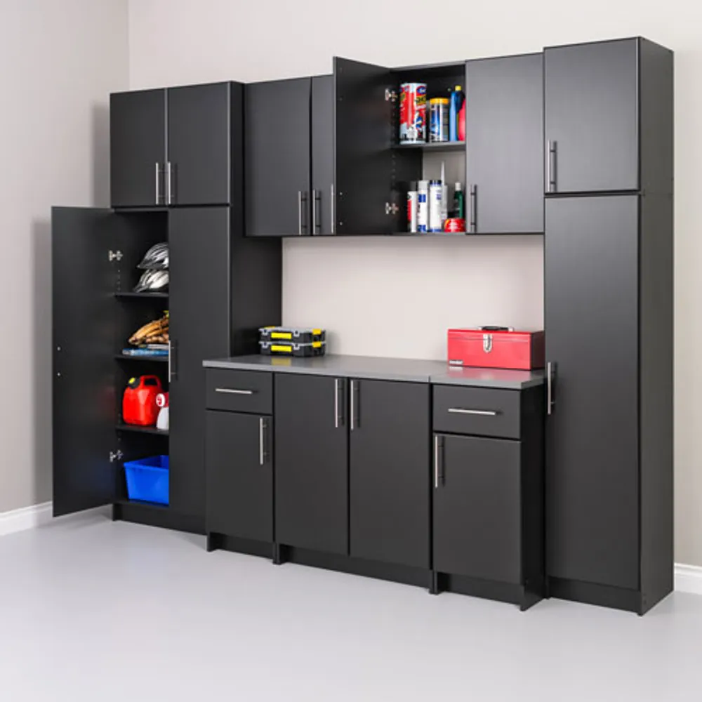 Elite Home Storage 65" 2-Shelf Wood Cabinet with Door - Black