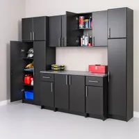 Elite Home Storage 65" 2-Shelf Wood Cabinet with Door - Black