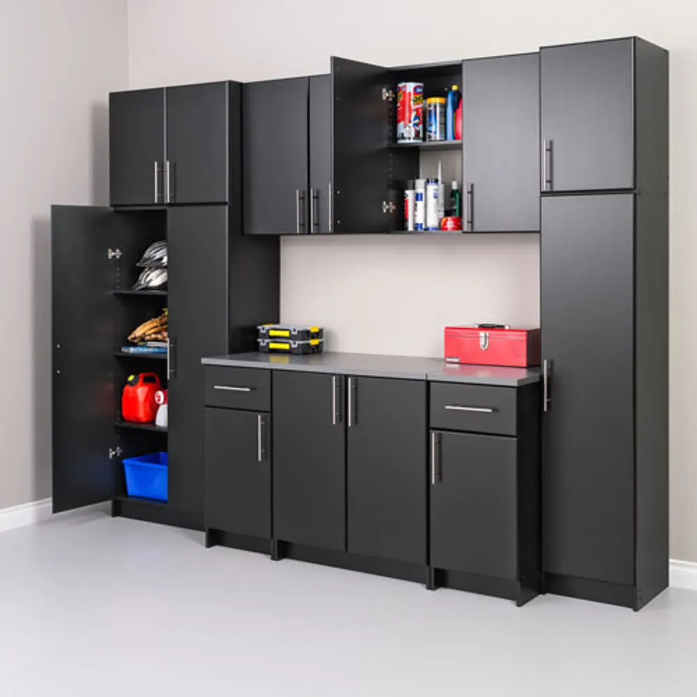 Elite Home Storage 36" 1-Shelf Wood Cabinet with Doors - Black