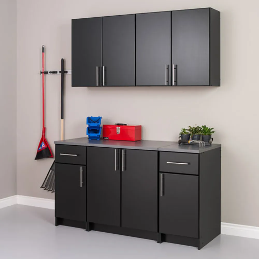 Elite Home Storage 36" 1-Shelf Wood Cabinet with Doors - Black