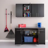 Elite Home Storage 36" 1-Shelf Wood Cabinet with Doors - Black