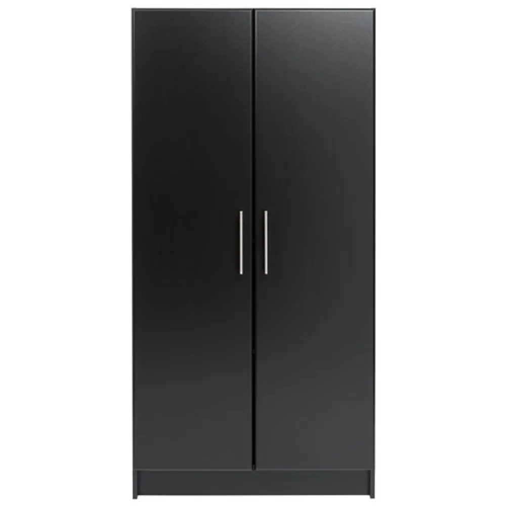 Elite Home Storage 32" 3-Shelf Wood Cabinet with Doors - Black