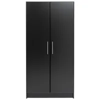 Elite Home Storage 32" 3-Shelf Wood Cabinet with Doors - Black