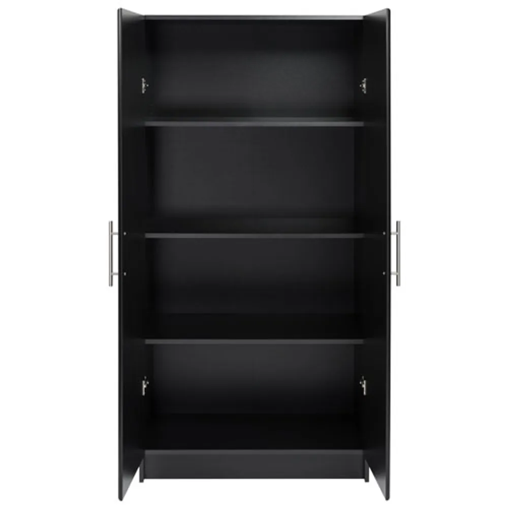 Elite Home Storage 32" 3-Shelf Wood Cabinet with Doors - Black