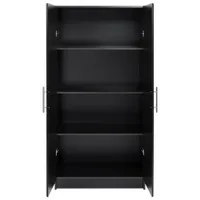 Elite Home Storage 32" 3-Shelf Wood Cabinet with Doors - Black
