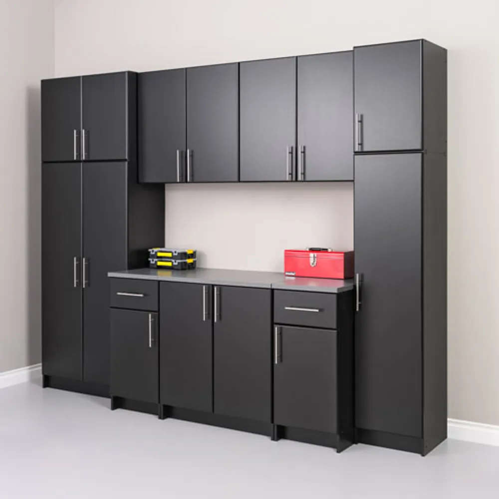 Elite Home Storage 32" 3-Shelf Wood Cabinet with Doors - Black