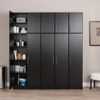 Elite Home Storage 32" 3-Shelf Wood Cabinet with Doors - Black