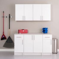 Elite Home Storage 30" 1-Shelf Wood Wall Cabinet with Doors - White