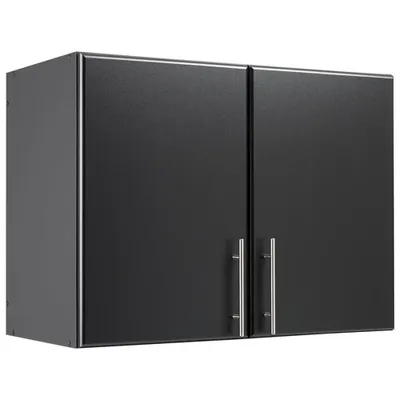 Elite Home Storage 24" 1-Shelf Wood Wall Cabinet with Doors - Black