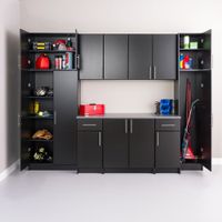 Elite Home Storage 24" 1-Shelf Wood Wall Cabinet with Doors - Black