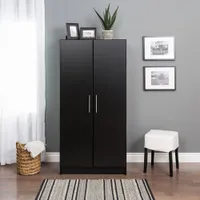 Elite Home Storage 65" 1-Shelf Wood Cabinet - Black