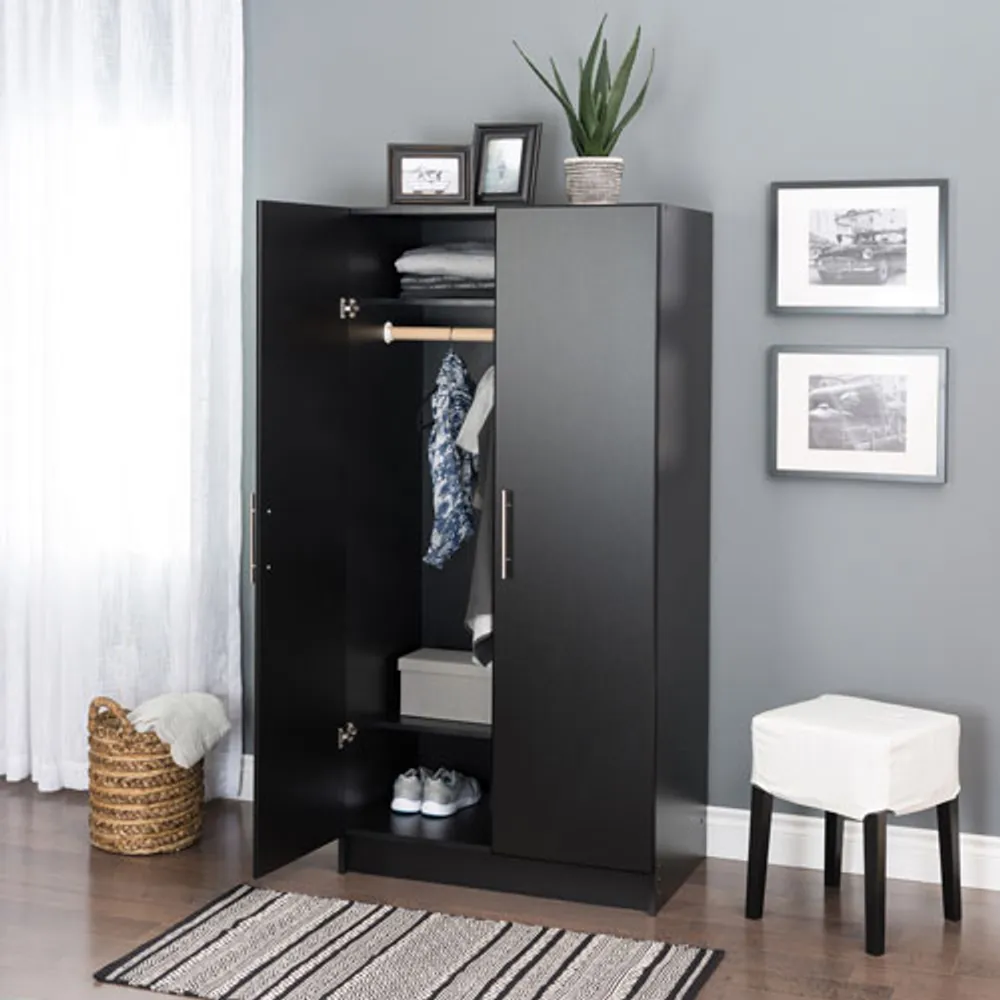 Elite Home Storage 65" 1-Shelf Wood Cabinet - Black