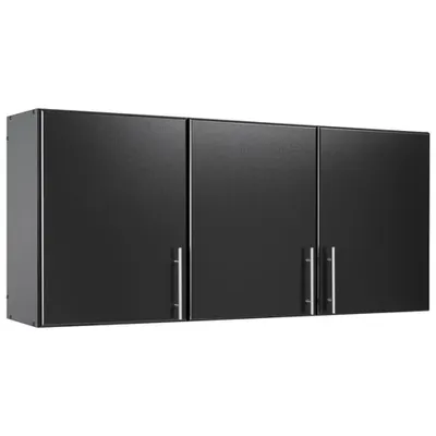 Elite Home Storage 24" 3-Shelf Wood Wall Cabinet with Doors - Black