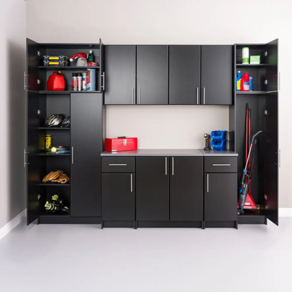 Elite Home Storage 30" 1-Shelf Wood Wall Cabinet with Doors - Black