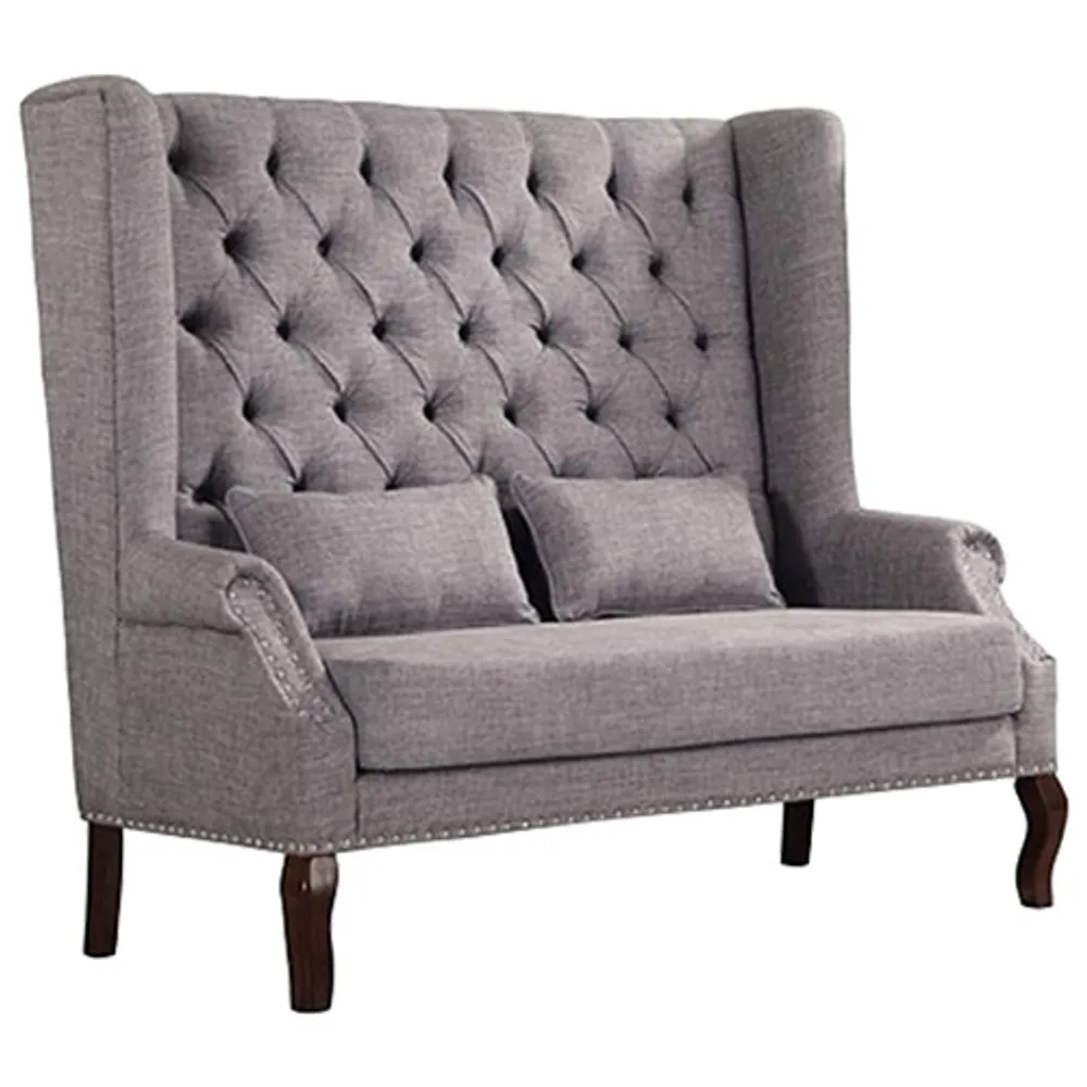 Brassex Fabric Tufted Accent Loveseat - Grey