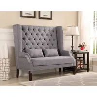 Brassex Fabric Tufted Accent Loveseat - Grey