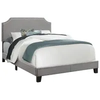 Monarch Transitional Upholstered Platform Bed - Double - Grey