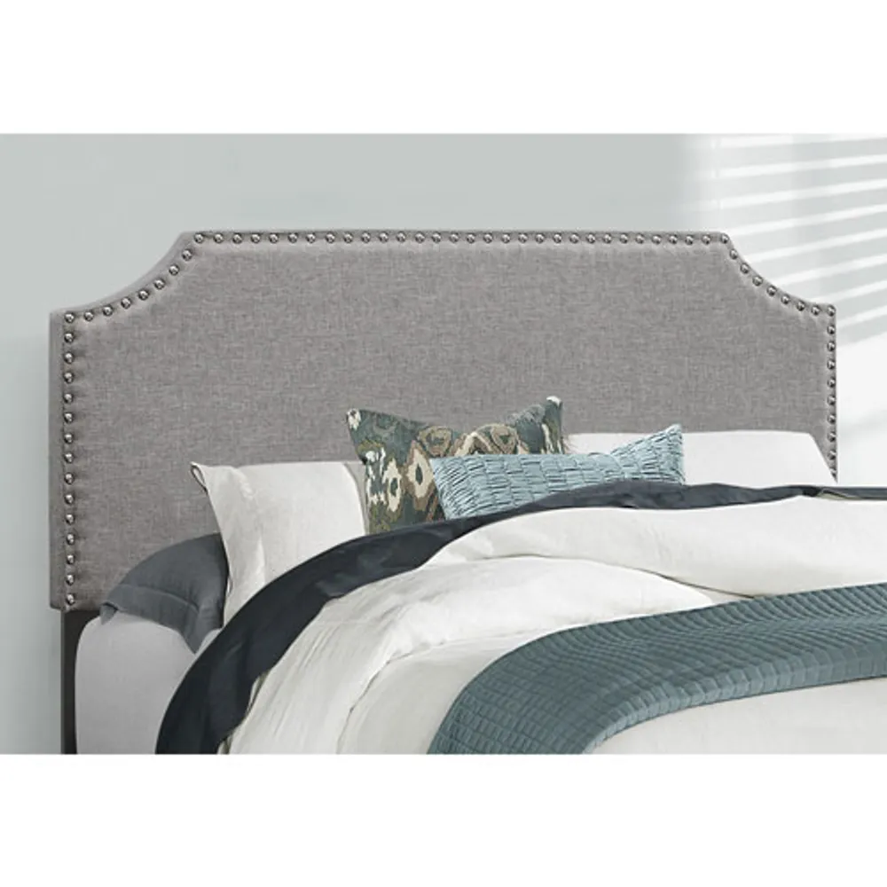 Monarch Transitional Upholstered Platform Bed - Double - Grey