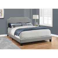 Monarch Transitional Upholstered Platform Bed - Queen - Grey