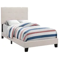 Monarch Transitional Upholstered Platform Bed - Twin - Beige