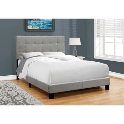 Monarch Transitional Upholstered Platform Bed - Double - Grey