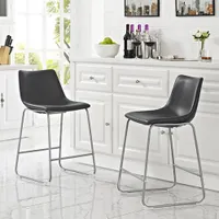 Winmoor Home Transitional Counter Height Barstool - Set of 2 - Black