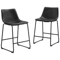 Winmoor Home Transitional Counter Height Barstool - Set of 2 - Black