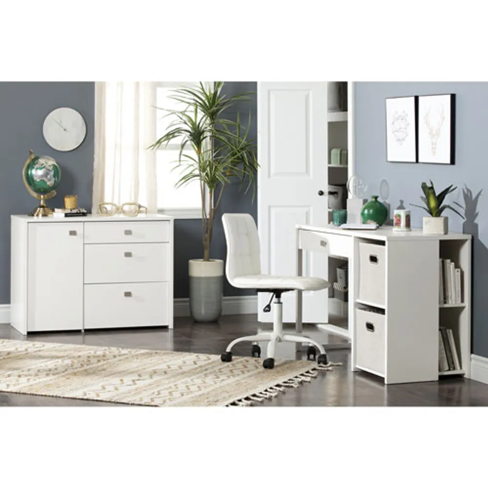 Interface 3-Drawer Storage Unit With File Drawer - Pure White