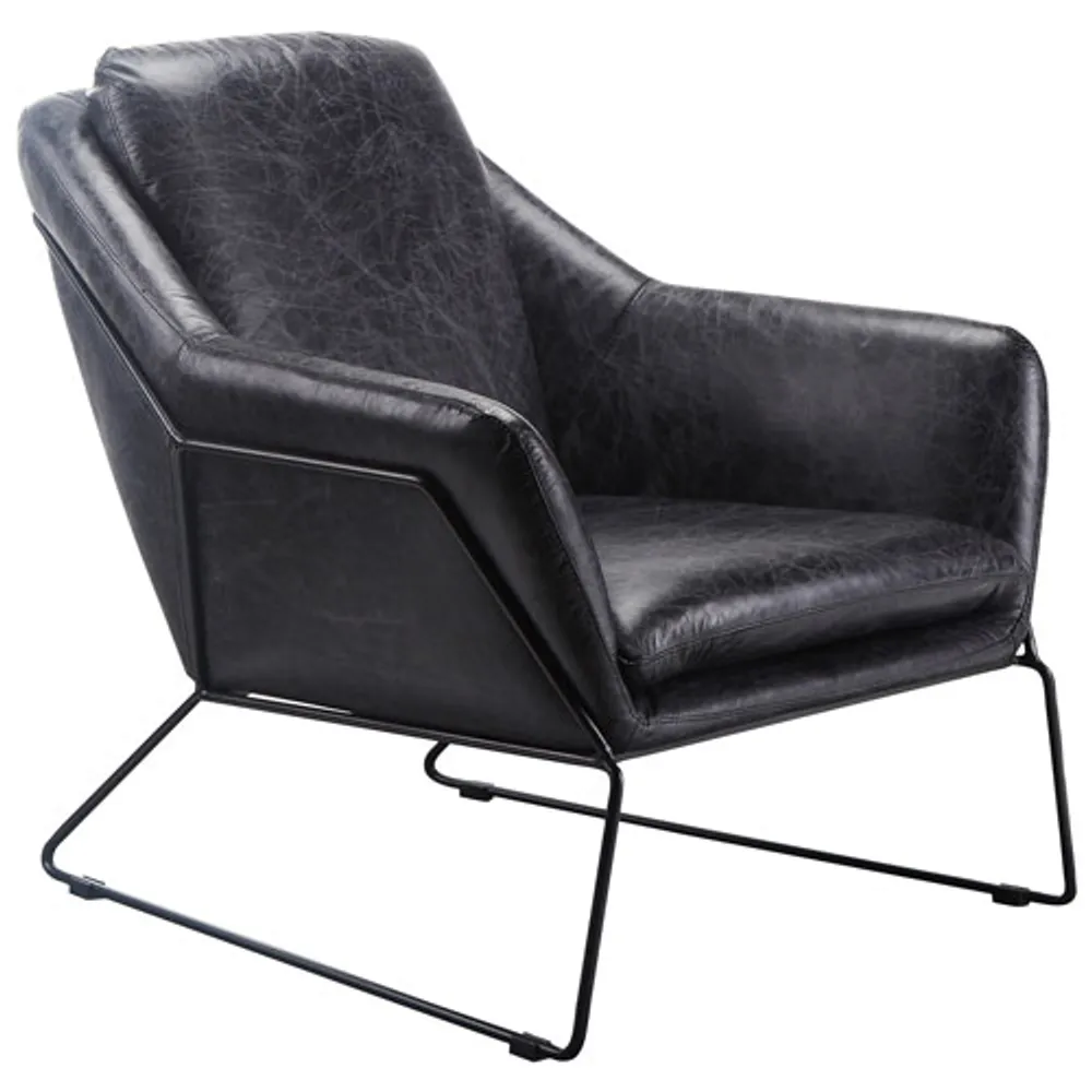 Greer Club Leather Accent Chair - Black