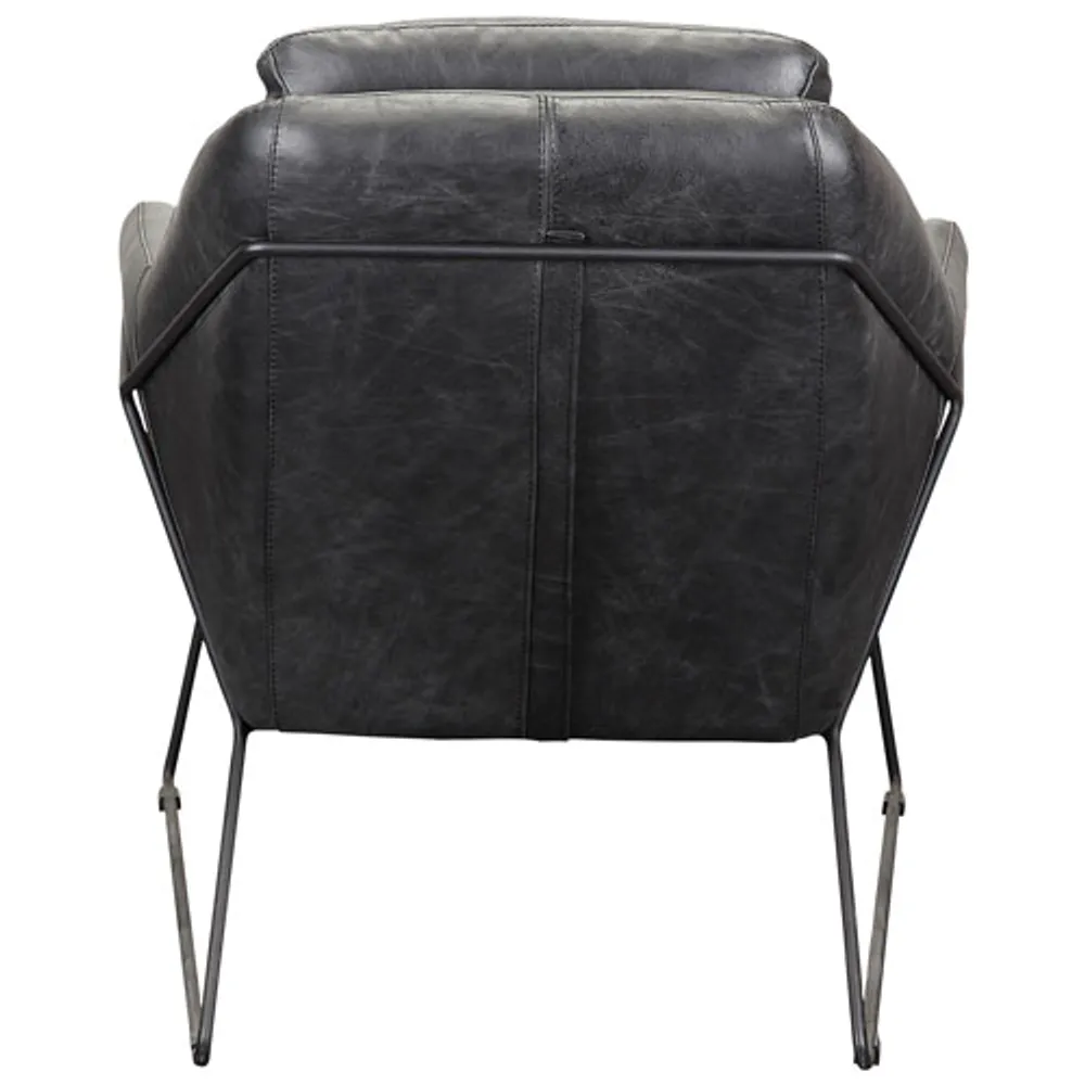 Greer Club Leather Accent Chair - Black