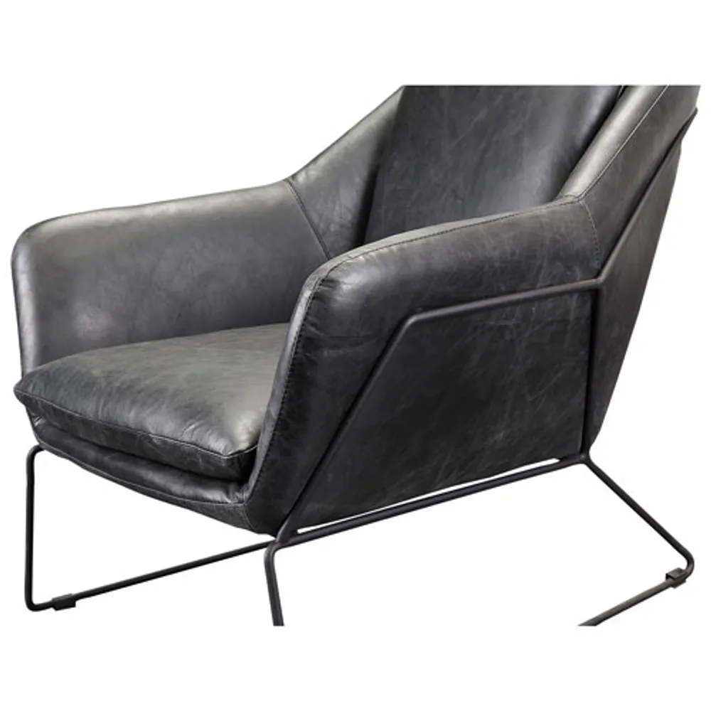 Greer Club Leather Accent Chair - Black