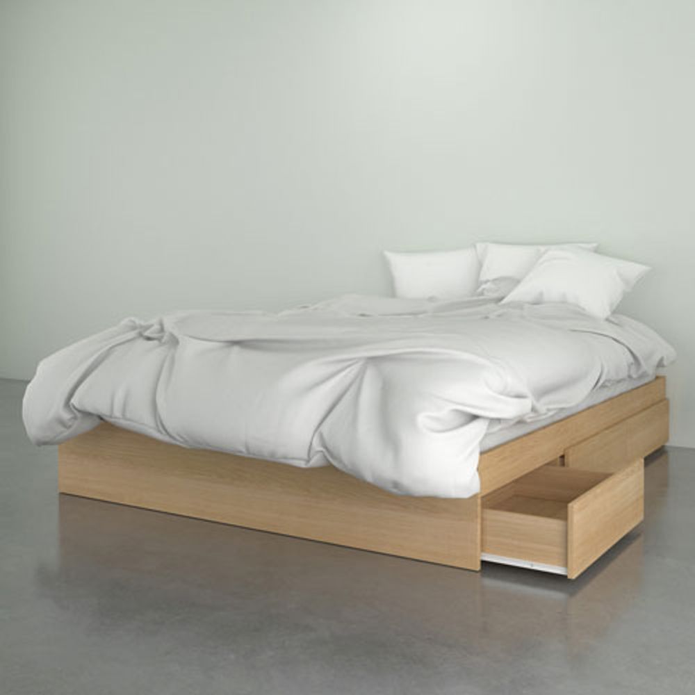 Nexera Contemporary Storage Bed - Queen - Natural Maple