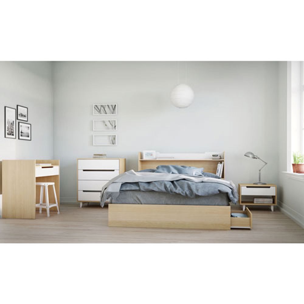 Nexera Contemporary Storage Bed - Queen - Natural Maple