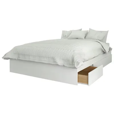 Nexera Contemporary Storage Bed - Double - White