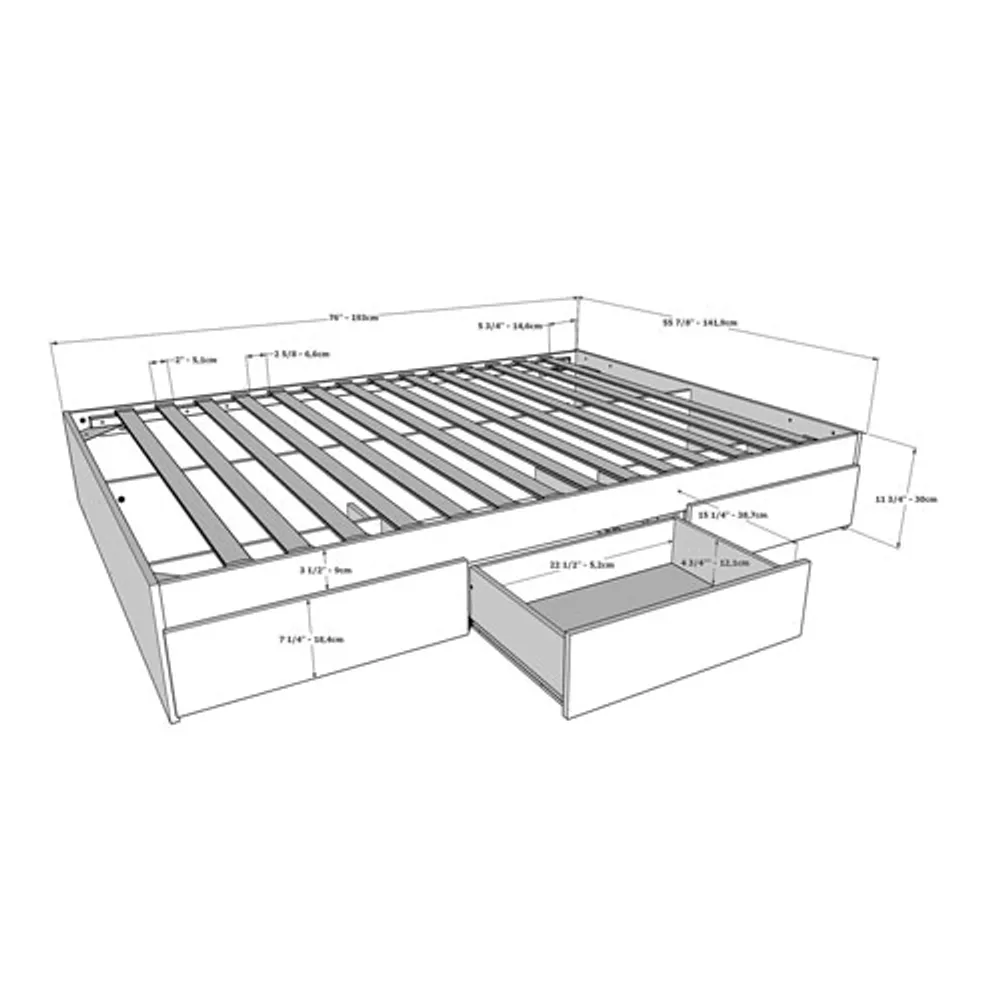 Nexera Contemporary Storage Bed - Double - White