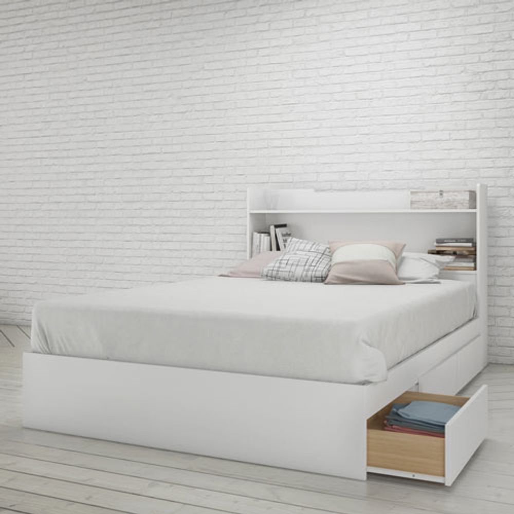 Nexera Contemporary Bookcase Headboard - Double - White